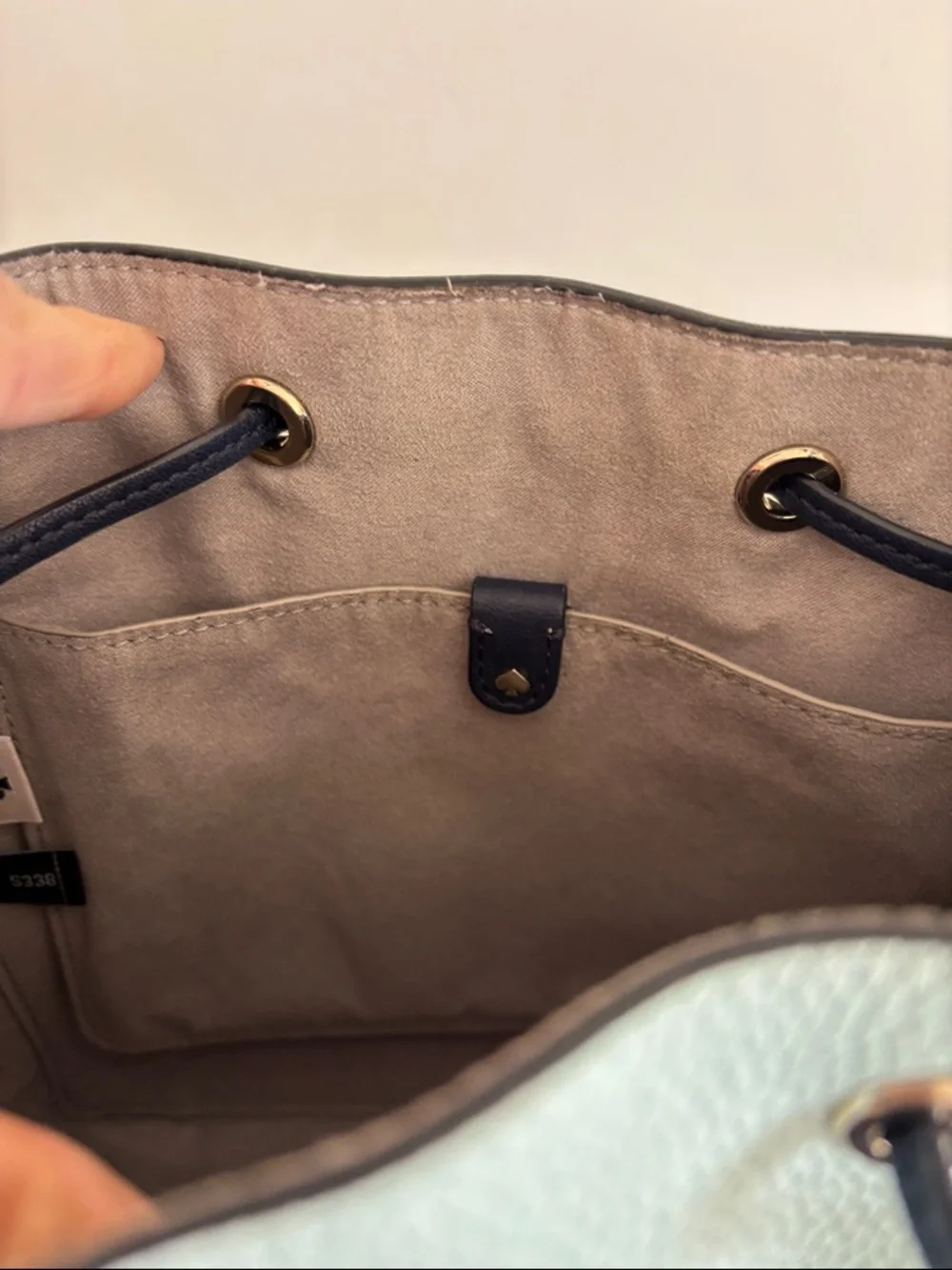 kate spade Mint and Black Leather‎ Drawstring Shoulder Bag